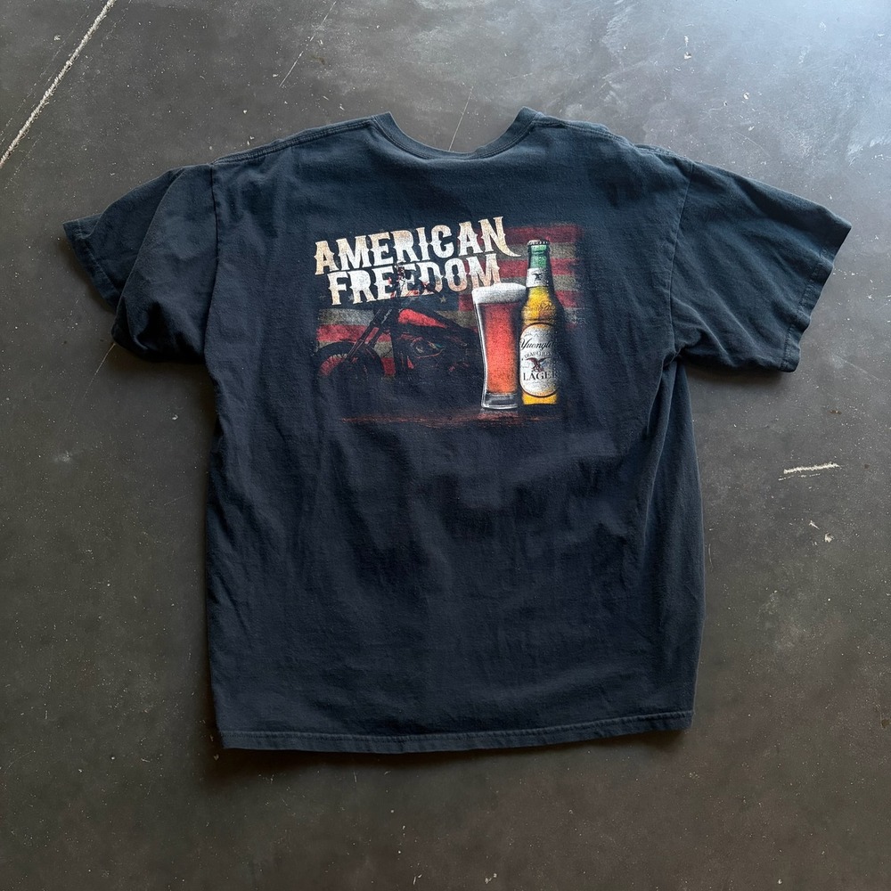 Yuengling American Freedom Motorcycle Beer Graphic T-Shirt Mens XL Black Gildan